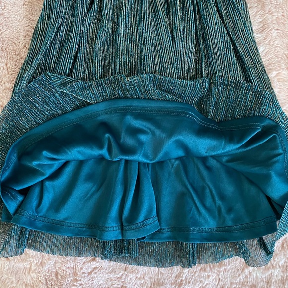 Lulus Ailey Gold and Teal Blue Skater Dress NWT - Picture 12 of 13